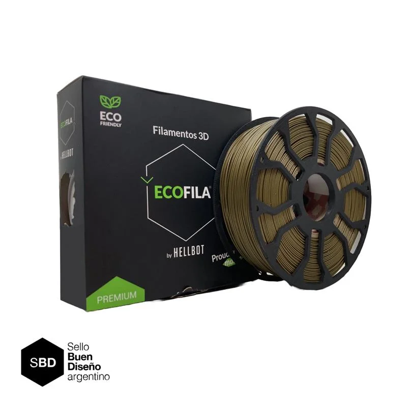 Bronce CON CARRETEL Filamento Hellbot ECOFILA PLA 1,75mm 1kg ECOFILA 3615