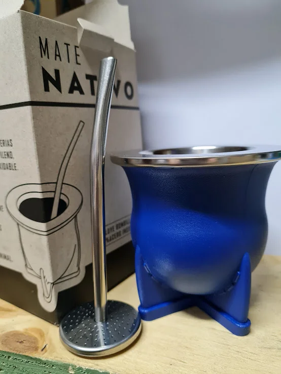 Azul MATE LASERABLE con bombilla acero inoxidable