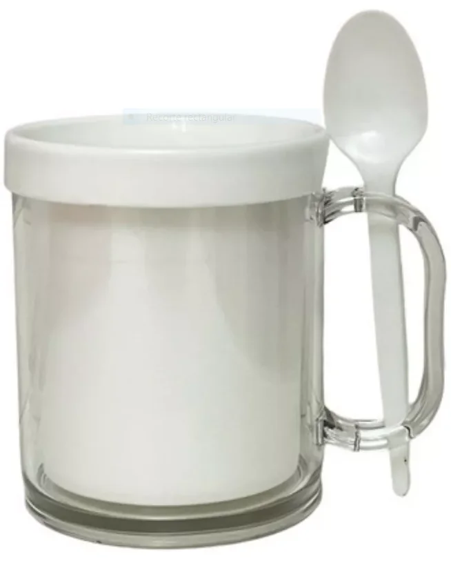 TRANSPARENTE ALTA TAZA PLASTICA SIN POLIMERO NI CUCHARA