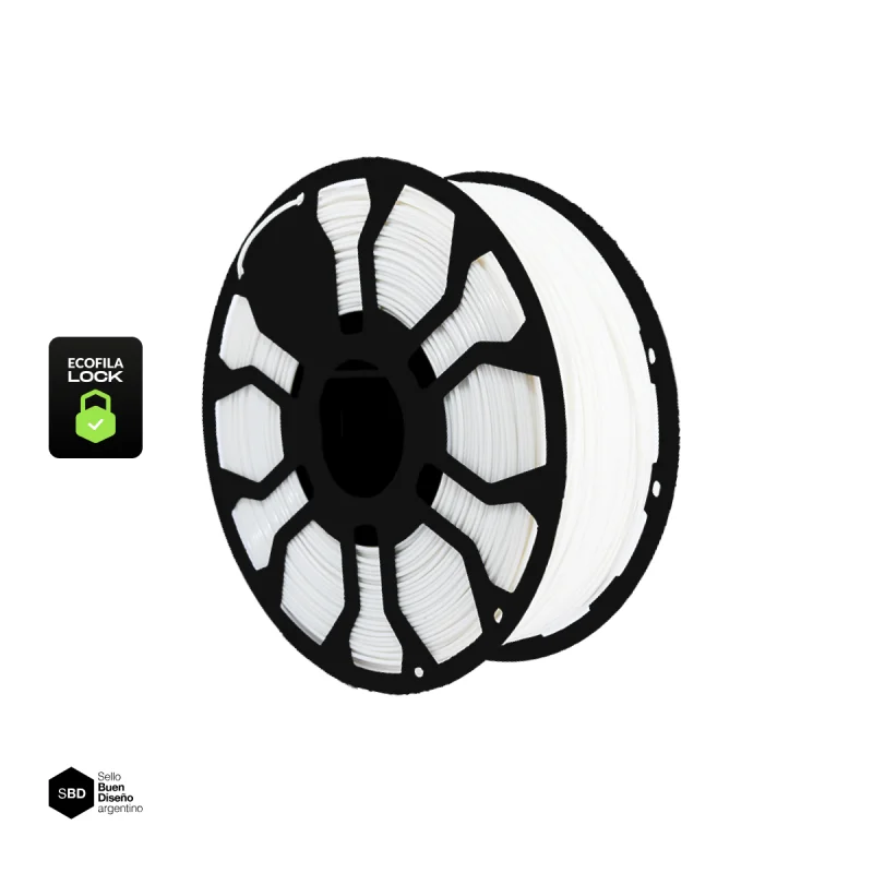 BLANCO INTENSO CON CARRETEL PLA HELLBOT Filamento 3D 1,75mm x 1KG ECOFILA 4630