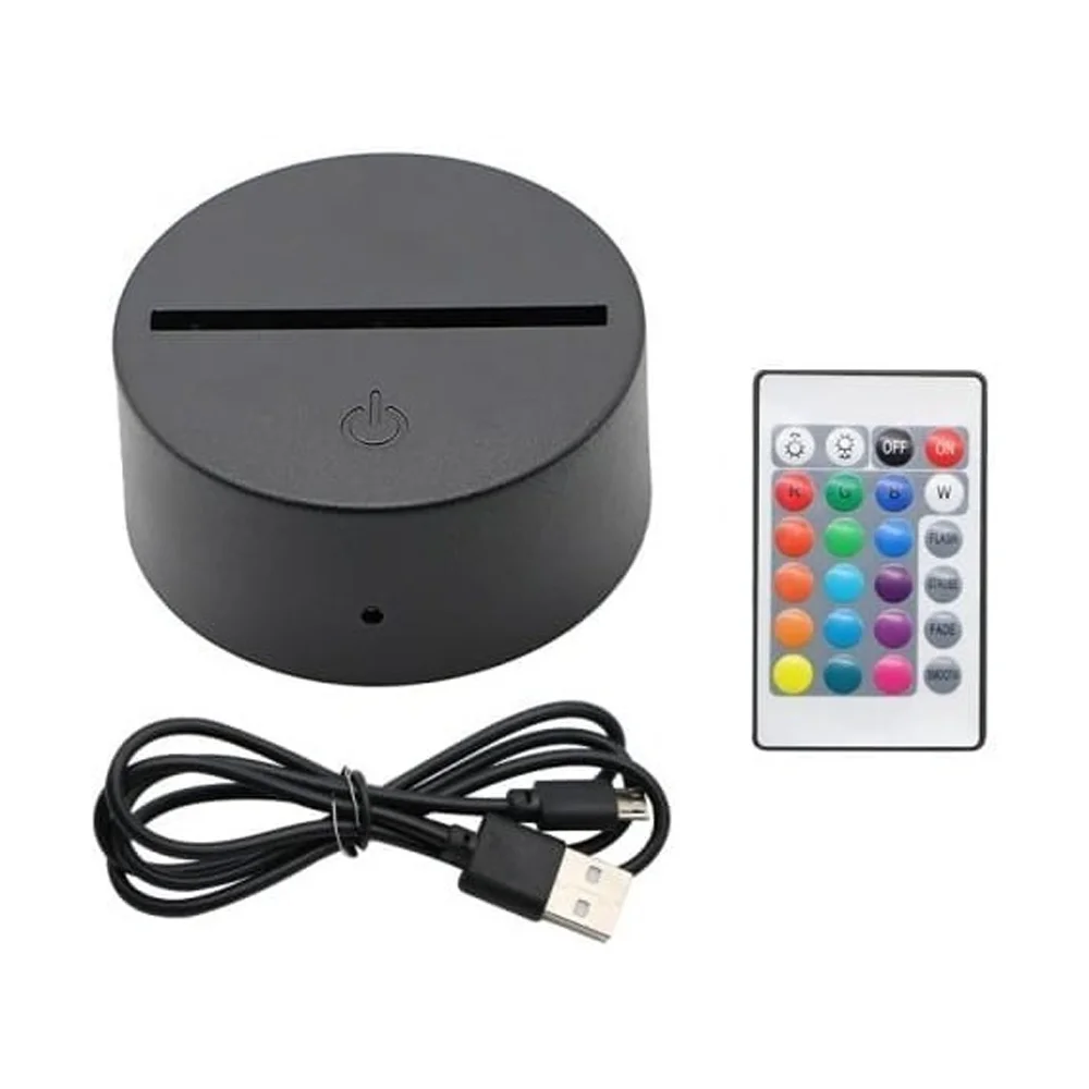 NEGRO  Base Led Rgb Con Control Remoto Para Lampara Acrílico laserable – Decoración de interiores