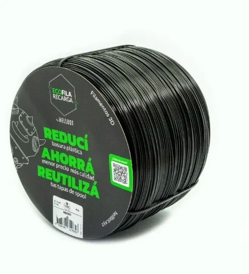 Negro 2KG CON CARRETEL RECARGA XL Filamento Hellbot 2Kg PLA ECOFILA 1,75mm