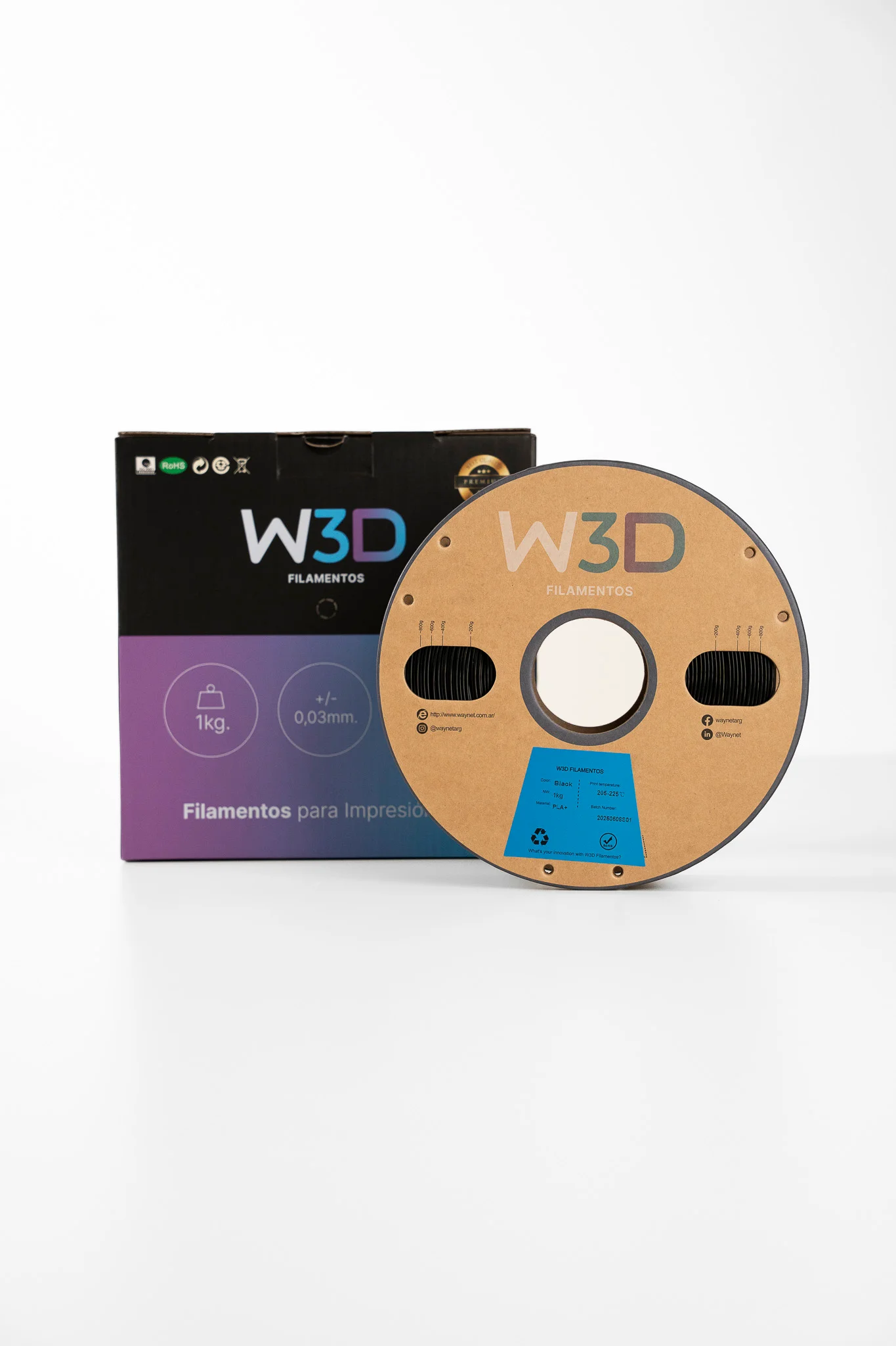 NEGRO (Black) PETG W3D FILAMENTO 3D 1.75MM 1KG 0102001