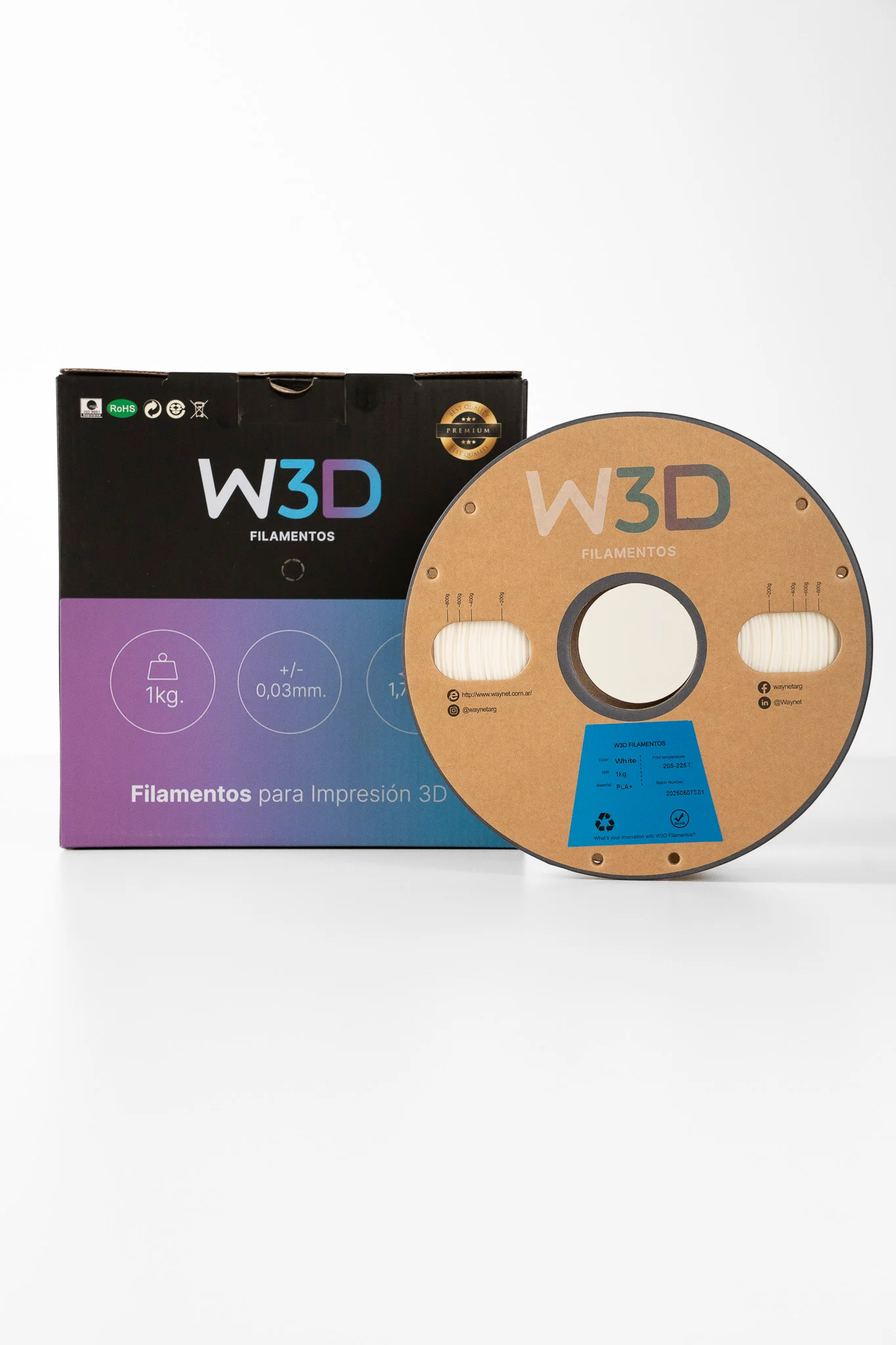 BLANCO (White) PETG W3D FILAMENTO 3D 1.75MM 1KG 0688871