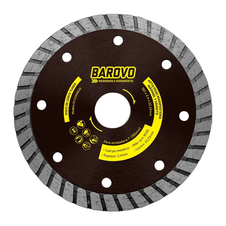 Disco de corte turbo para granito y mármol 115 mm DCTGM11518 BAROVO