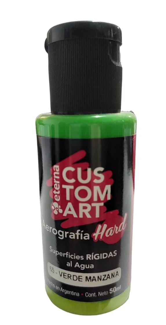 VERDE MANZANA Pintura Aerografia Eterna Hard Superficies Rigidas 50ml X 15 COD 65
