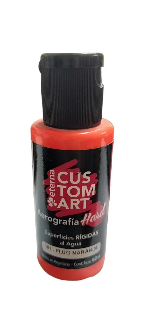 FLUO NARANJA Pintura Aerografia Eterna Hard Superficies Rigidas 50ml X 15 COD 181