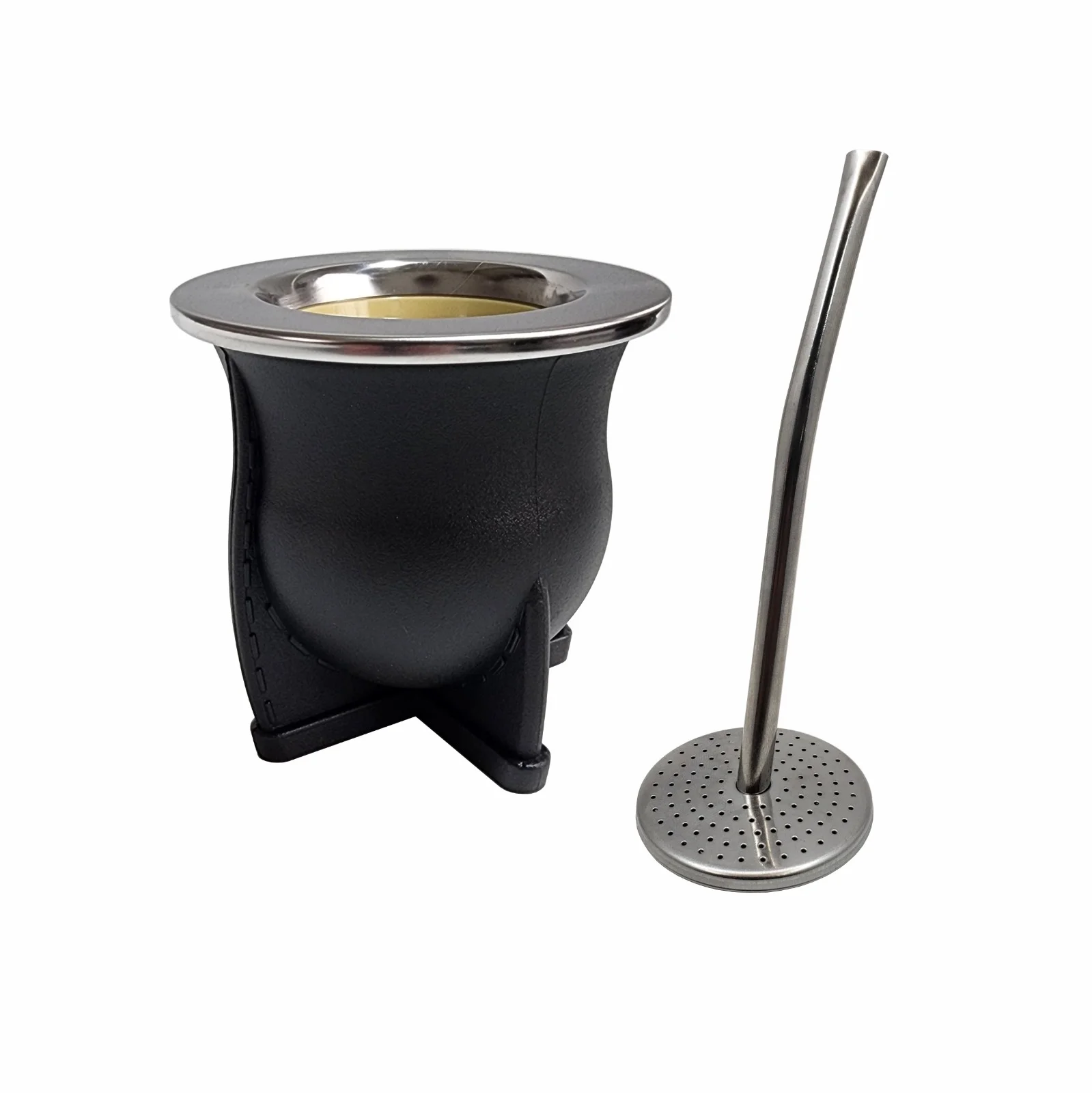 NEGRO MATE LASERABLE con bombilla acero inoxidable