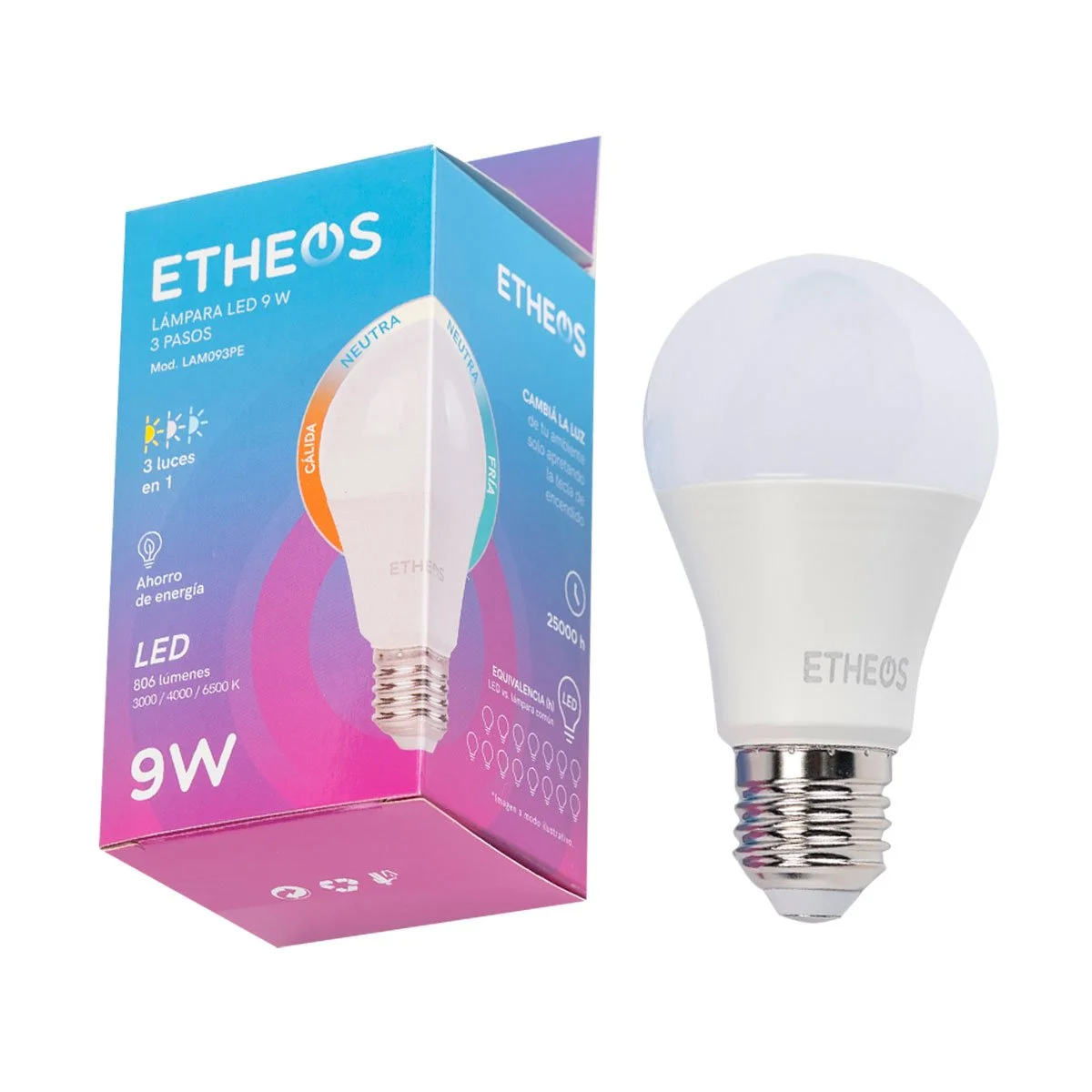 Lámpara LED 9 W 3 pasos