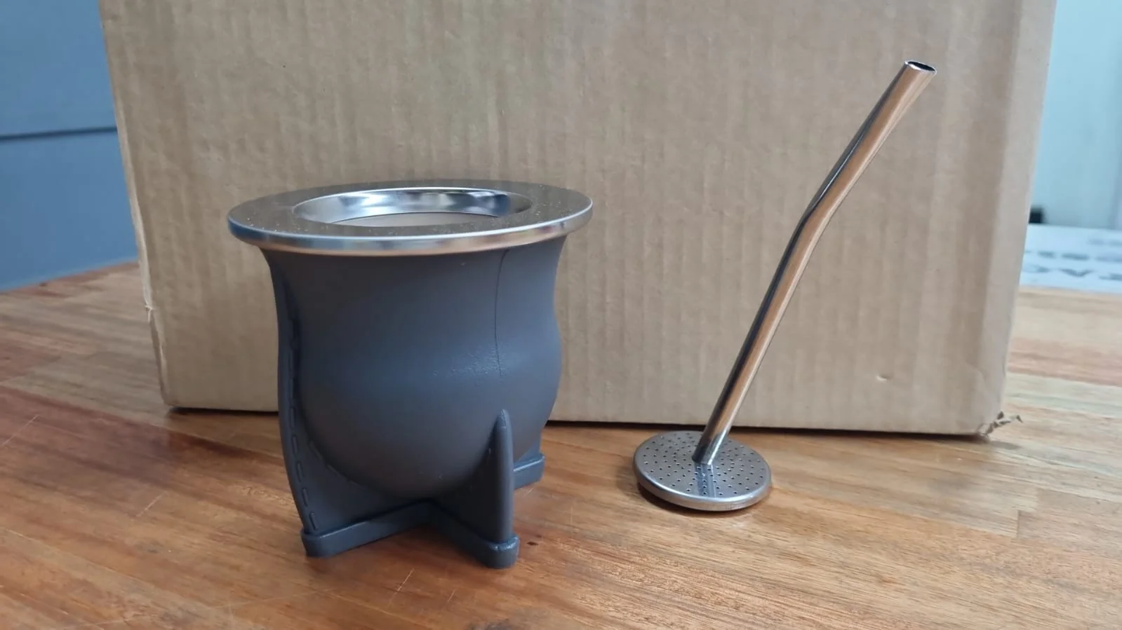 GRIS MATE LASERABLE con bombilla acero inoxidable