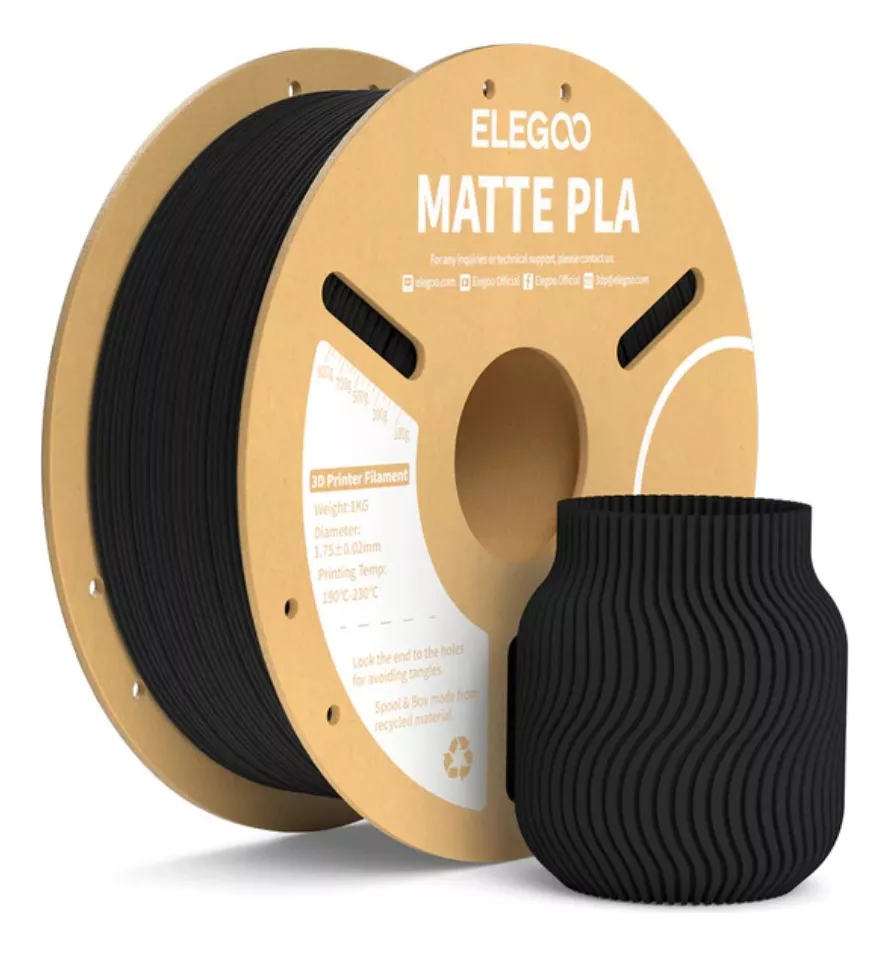NEGRO MATTE PLA Elegoo Filamento  Diámetro 1,75mm 1kg 50.203.0250
