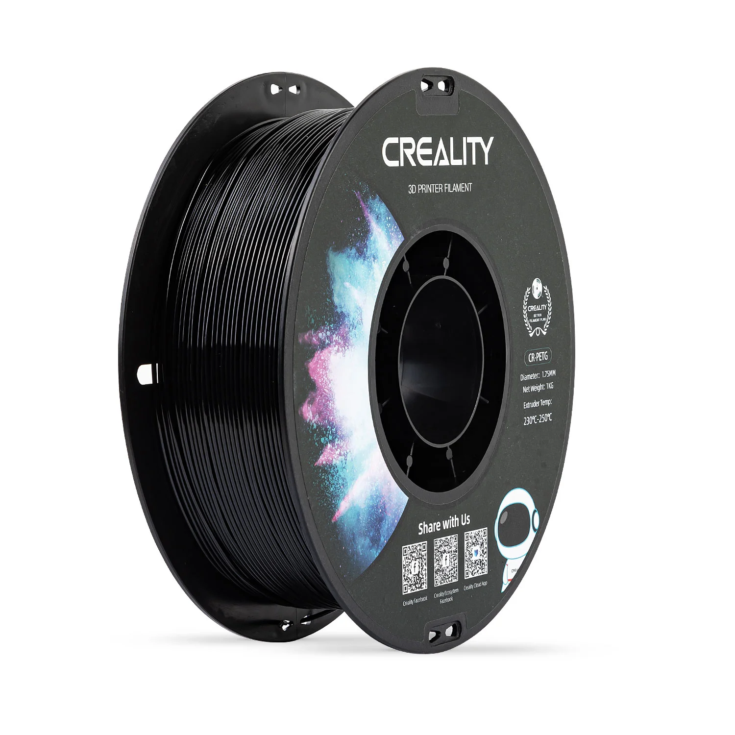 NEGRO CR-PETG Black 1.75 1KG CREALITY Filamento 3D 1.75 1KG 3301030035