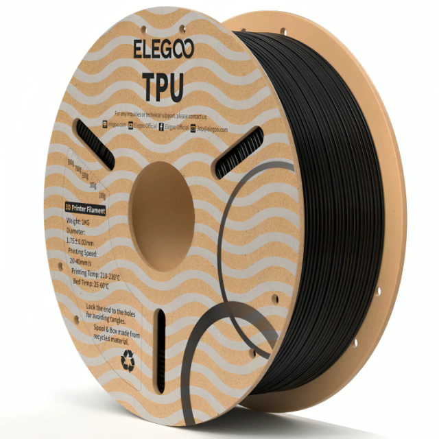 NEGRO TPU FLEXIBLE Elegoo Filamento Diámetro 1,75mm 1kg 50.203.0237