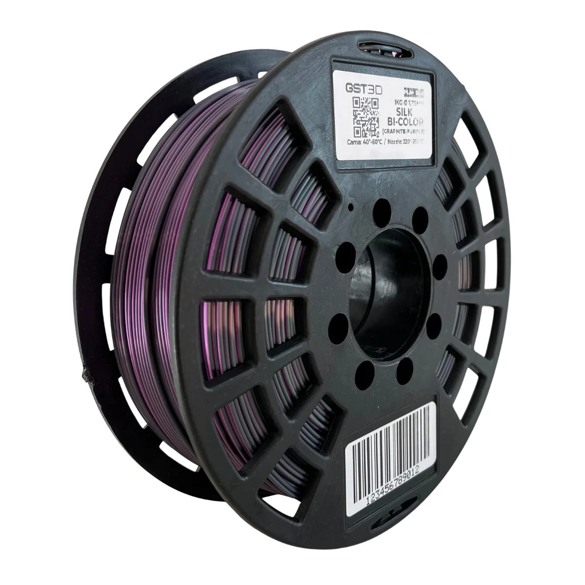 SILK BICOLOR PURPURA GRAFITO GRAPHITE PURPLE GST CON CAJA PLA Filamento 3D 1.75 1KG Purple Graphite