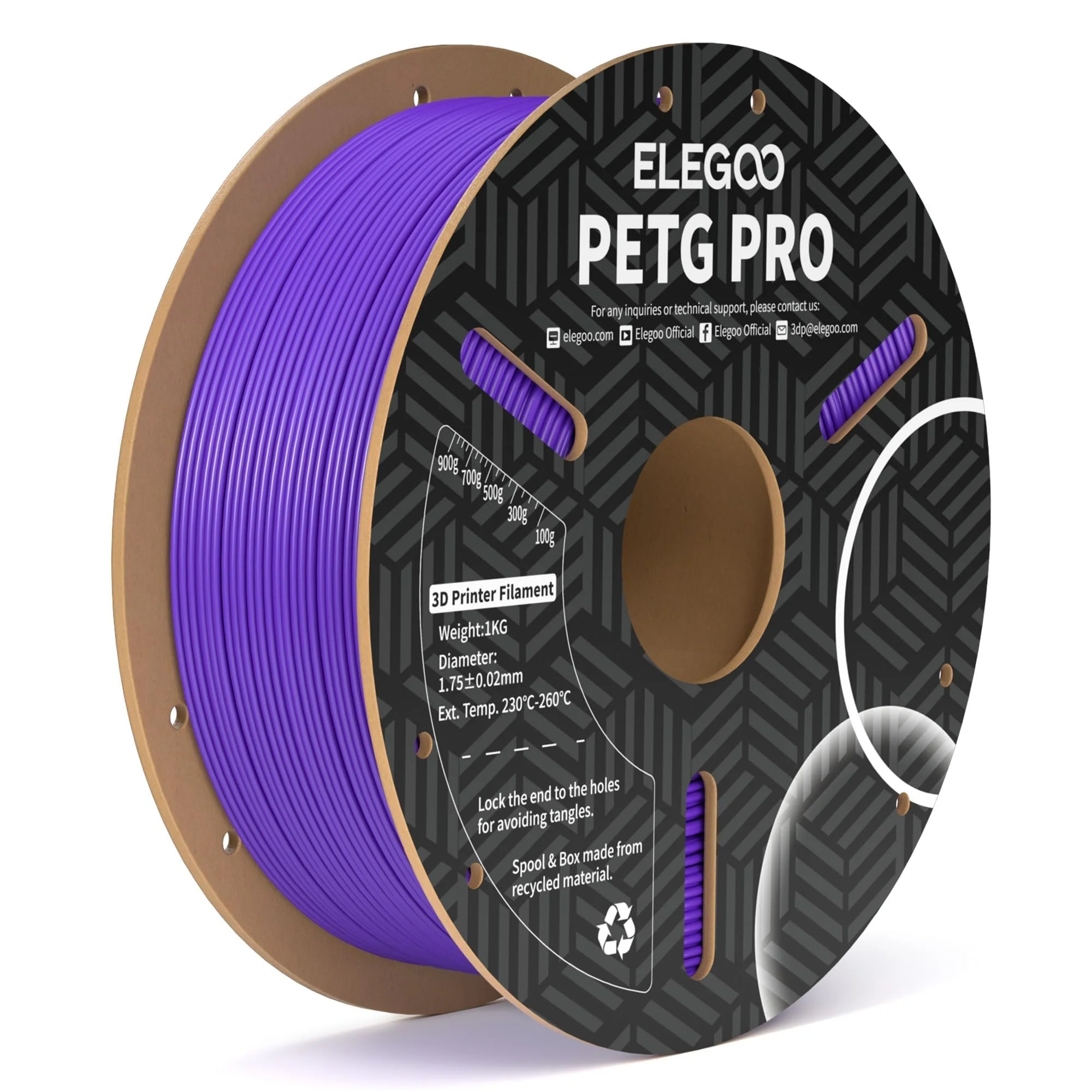 PURPURA PETG PRO Elegoo Filamento Diámetro 1,75mm 1kg 50.203.0206