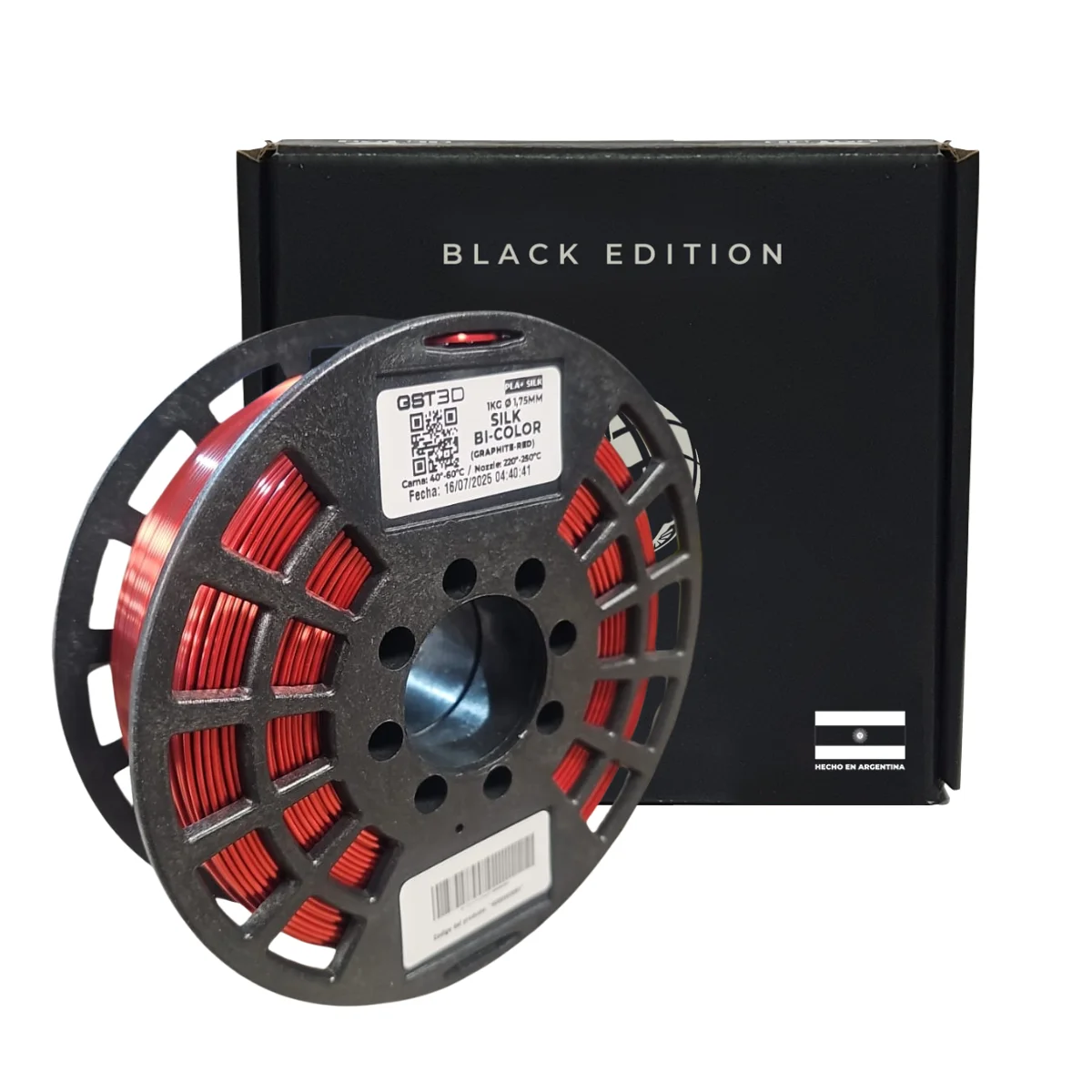 SILK BICOLOR ROJO GRAFITO Red Graphite GST CON CAJA PLA Filamento 3D 1.75 1KG