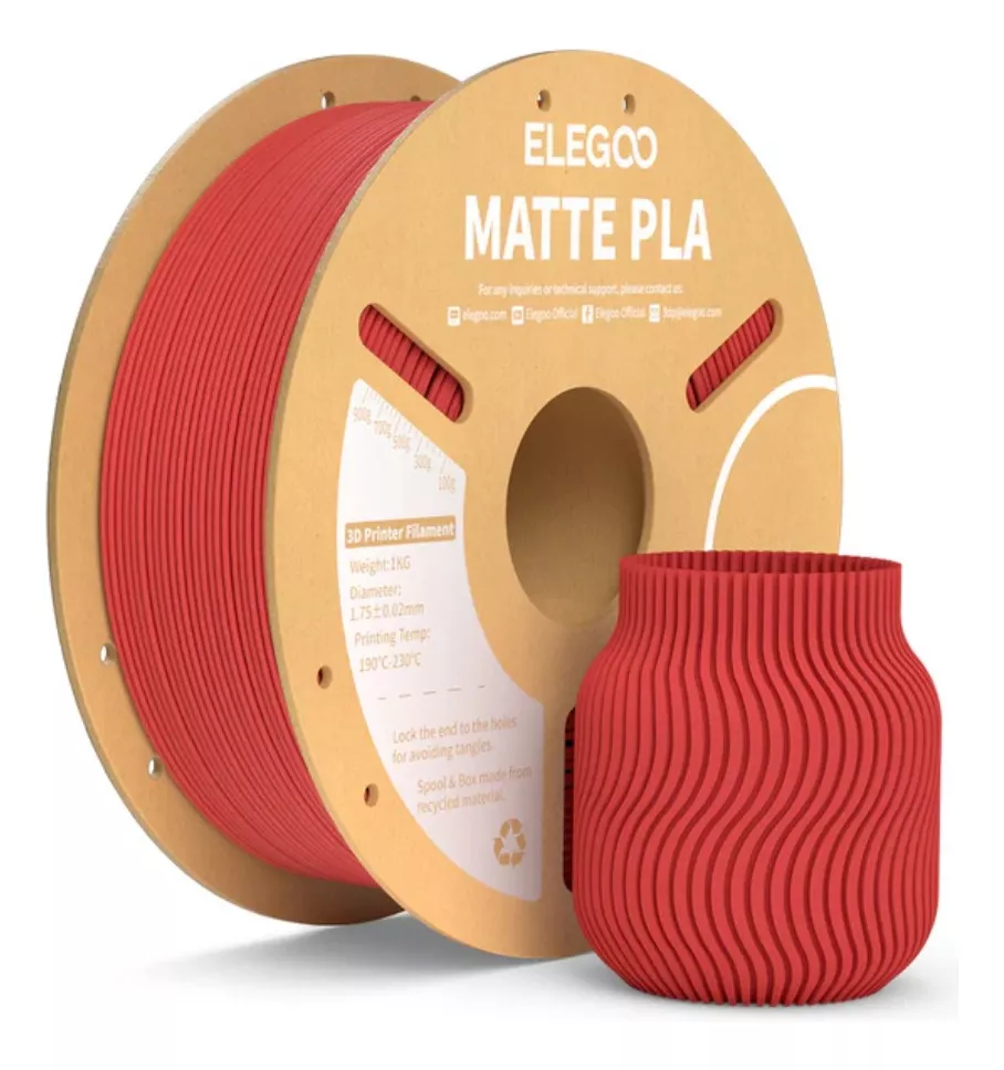 ROJO RUBI MATTE PLA Elegoo Filamento  Diámetro 1,75mm 1kg 50.203.0252