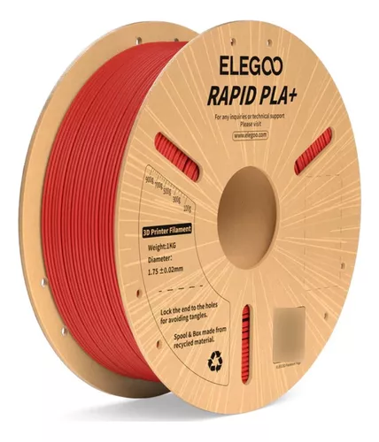 ROJO Rapid Pla Plus Elegoo Filamento Diámetro 1,75mm 1kg 50.203.0119