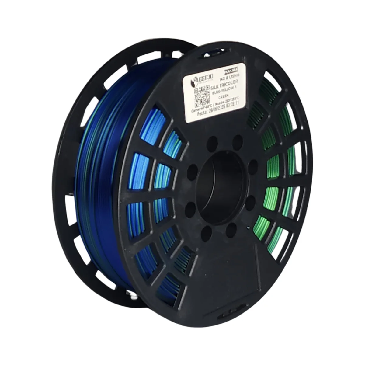 SILK TRICOLOR AZUL VERDE AMARILLO FLUO BLUE GREEN YELLOW FLUO GST SIN CAJA PLA SILK Filamento 3D 1.75 1KG