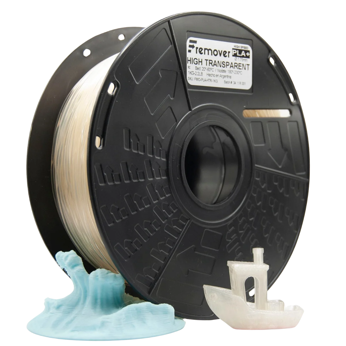 TRANSPARENTE Transparent PLA FREMOVER CON Caja Filamento Rollo x1 KG