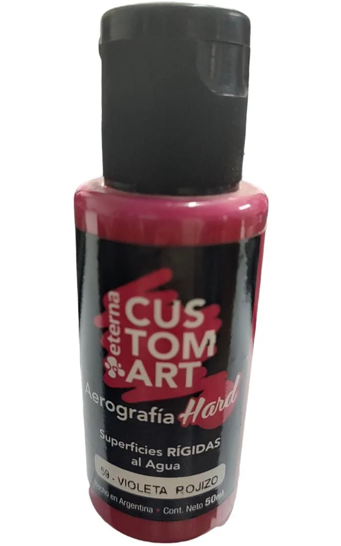 VIOLETA ROJIZO Pintura Aerografia Eterna Hard Superficies Rigidas 50ml X 15 COD 59
