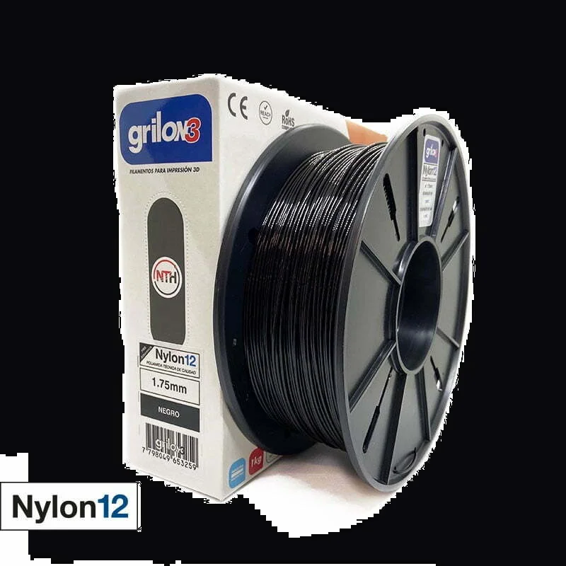 NEGRO NYLON12 GRILON FILAMENTO 3D 1.75MM 1KG M12ING175CJ