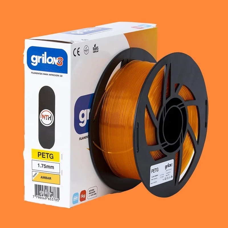 AMBAR CLEAR  (translucido) PETG GRILON FILAMENTO 3D 1.75MM 1KG M77IAB175CJ