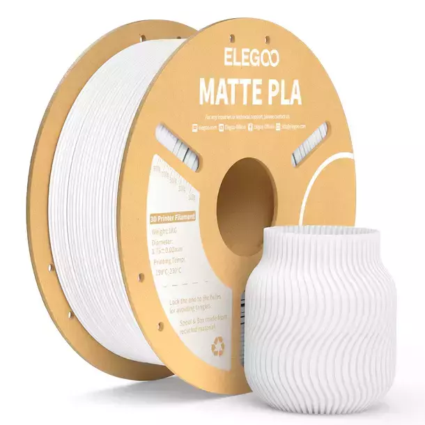 BLANCO MATTE PLA Elegoo Filamento  Diámetro 1,75mm 1kg 50.203.0251