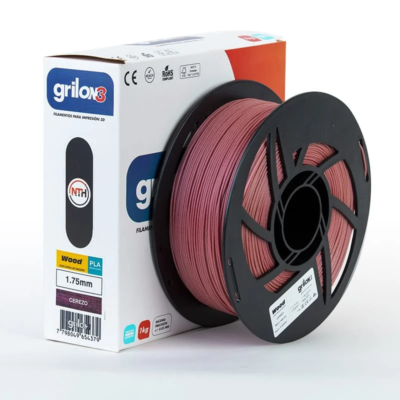 CEREZO PLA WOOD GRILON FILAMENTO 3D 1.75MM 1KG NO apto para AMS o simil