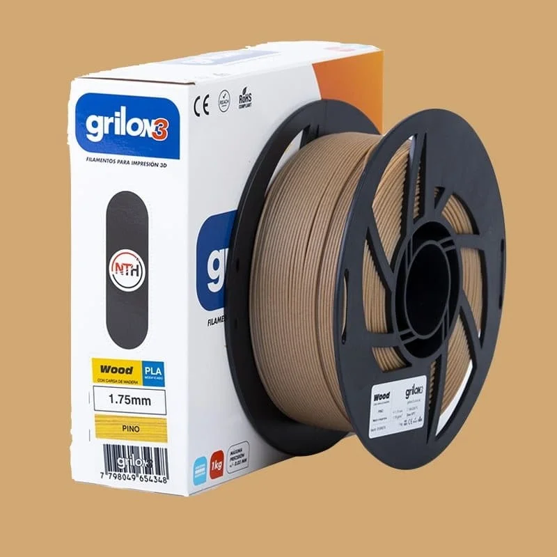 PINO PLA WOOD GRILON FILAMENTO 3D 1.75MM 1KG NO apto para AMS o simil
