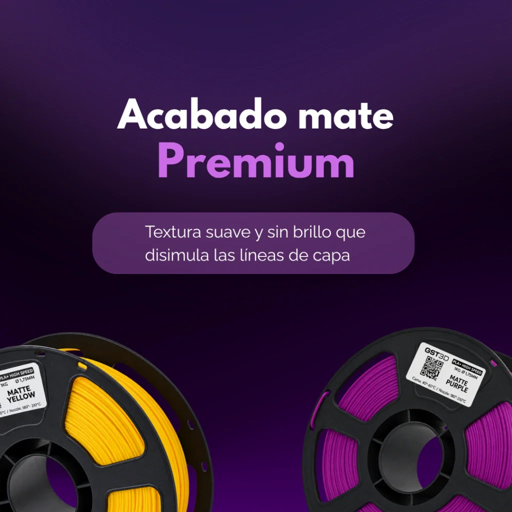 Matte AMARILLO Yelow Filamento PLA+ Matte GST3D Black Edition