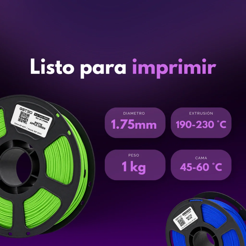 Matte VERDE MILITAR Army Green Filamento PLA+ Matte GST3D Black Edition