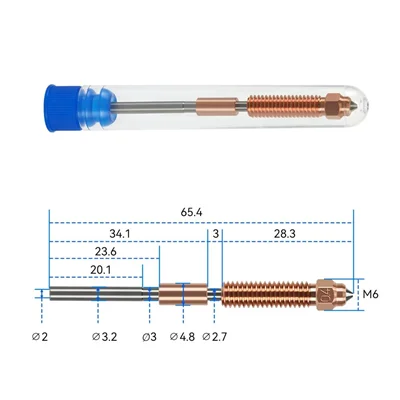 32833-Pico 0.8mm punta Acero negro Unicorn K1 Max / K1C / Ender-3 V3 /Plus C8