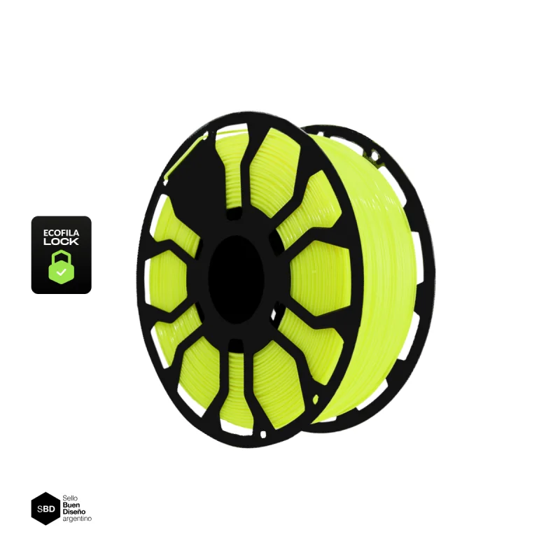 Amarillo Fluo CON CARRETEL Filamento Hellbot ECOFILA PLA 1,75mm 1kg ECOFILA 3611