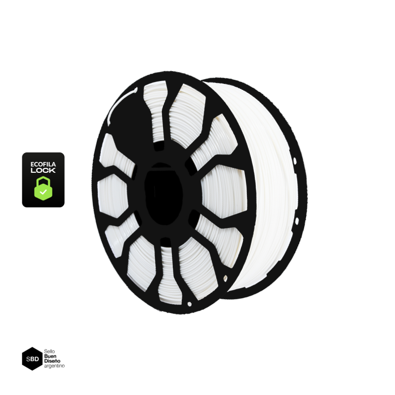 BLANCO INTENSO CON CARRETEL PLA HELLBOT Filamento 3D 1,75mm x 1KG ECOFILA 4630