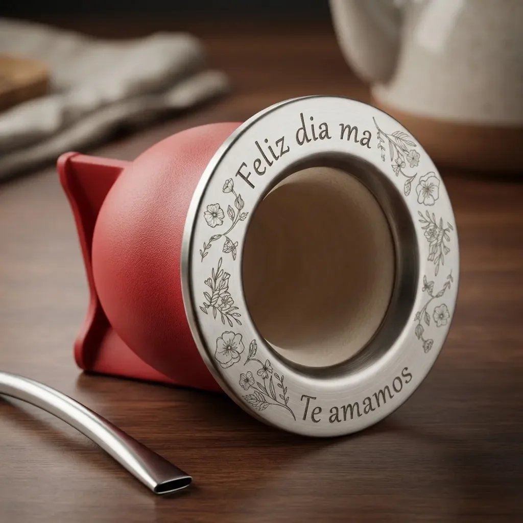  MATE LASERABLE con bombilla acero inoxidable (grabado feliz dia de la madre)