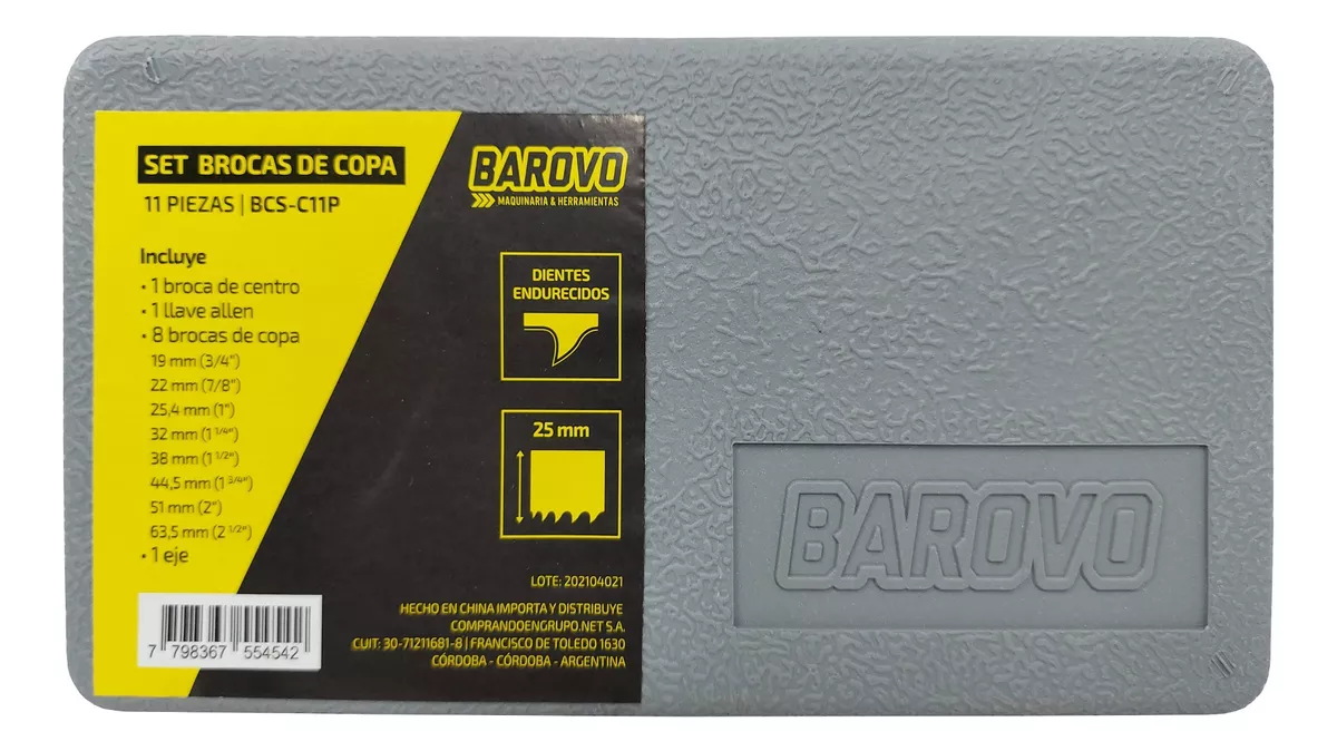 Juego brocas Mechas Sierras Copas X 11 P Madera Yeso con Estuche Barovo