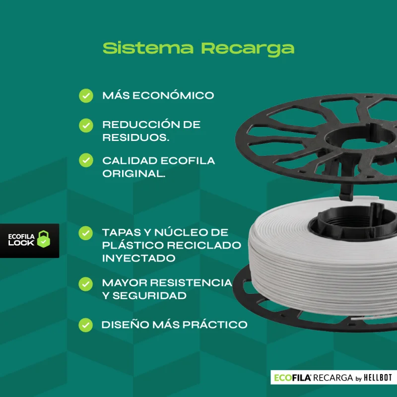 Arena Pastel SIN CARRETEL Filamento Hellbot ECOFILA 1Kg PLA 1,75mm ECOFILA 3654