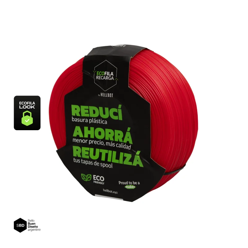 Rubi Traslucido SIN CARRETEL RECERGA PLA Filamento Hellbot ECOFILA 1Kg 1,75mm 3675