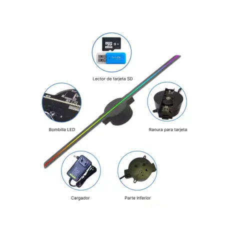 Proyector Holográfico/Venilador holograma 3D WIFI 42cm 2 aspas COD 3549 LED