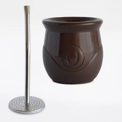 Mate chocolate Plastico Urbano Con Bombilla Saca Yerba