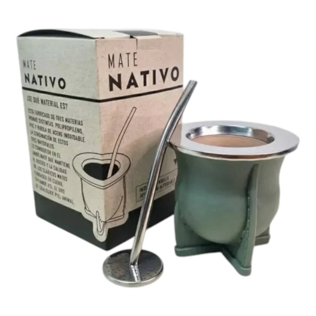 Verde Yerba MATE LASERABLE con bombilla acero inoxidable