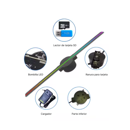 Proyector Holográfico/Venilador holograma 3D WIFI 42cm 2 aspas COD 3549 LED
