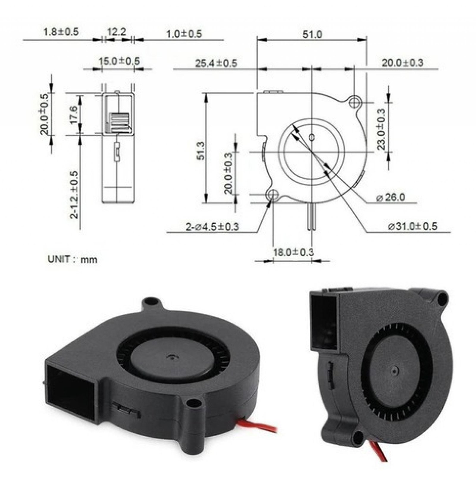 FAN DE CAPA 5015 24v a buje TURBINA TRIANGLELAB PENGDA COD 2363 - Imagen 3