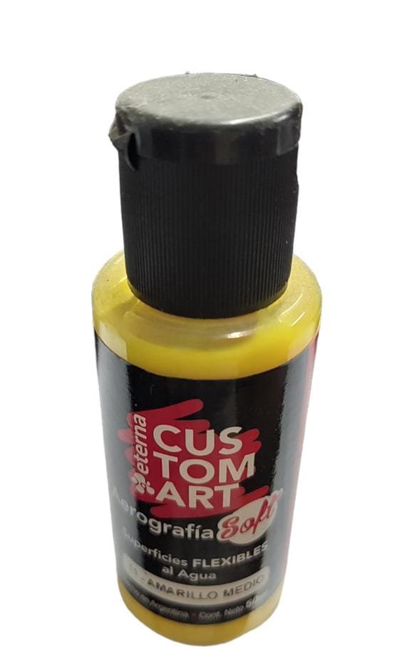AMARILLO MEDIO Pintura Aerografia Eterna Hard Superficies Rigidas 50ml X 15 COD 11