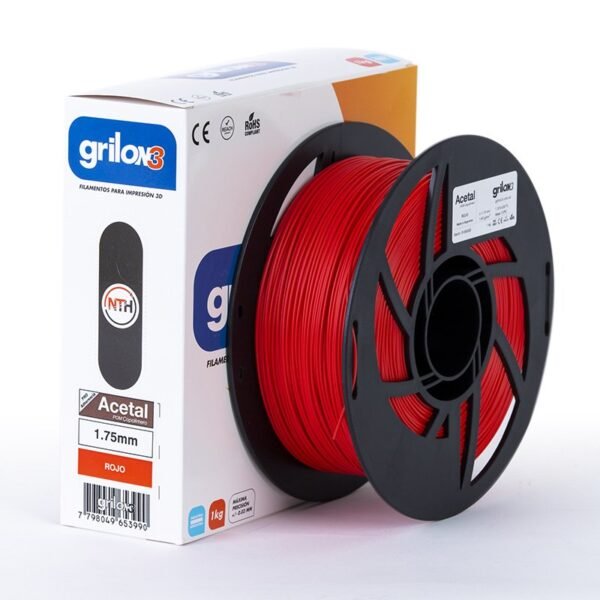 ROJO Acetal GRILON FILAMENTO 3D 1.75MM 1 KG