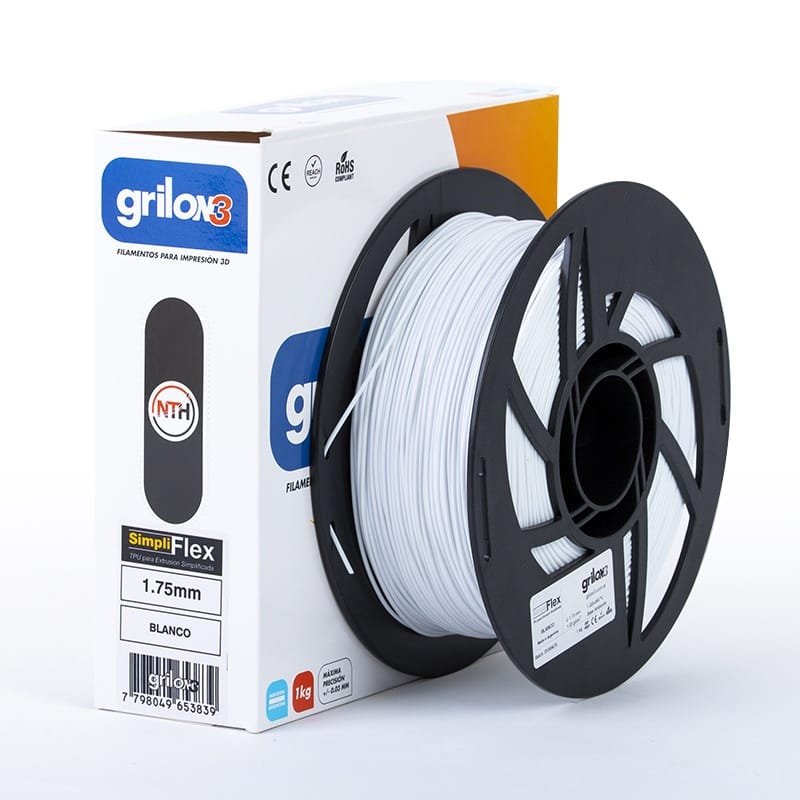 SIMPLIFLEX BLANCO GRILON FILAMENTO 3D 1.75MM 1KG TPU FLEXIBLE