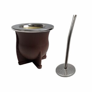 MARRON MATE LASERABLE con bombilla acero inoxidable
