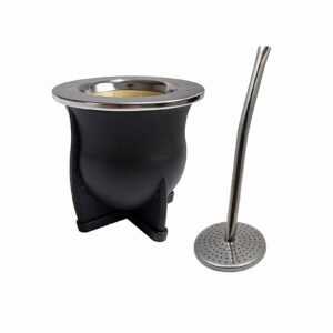 NEGRO MATE LASERABLE con bombilla acero inoxidable .
