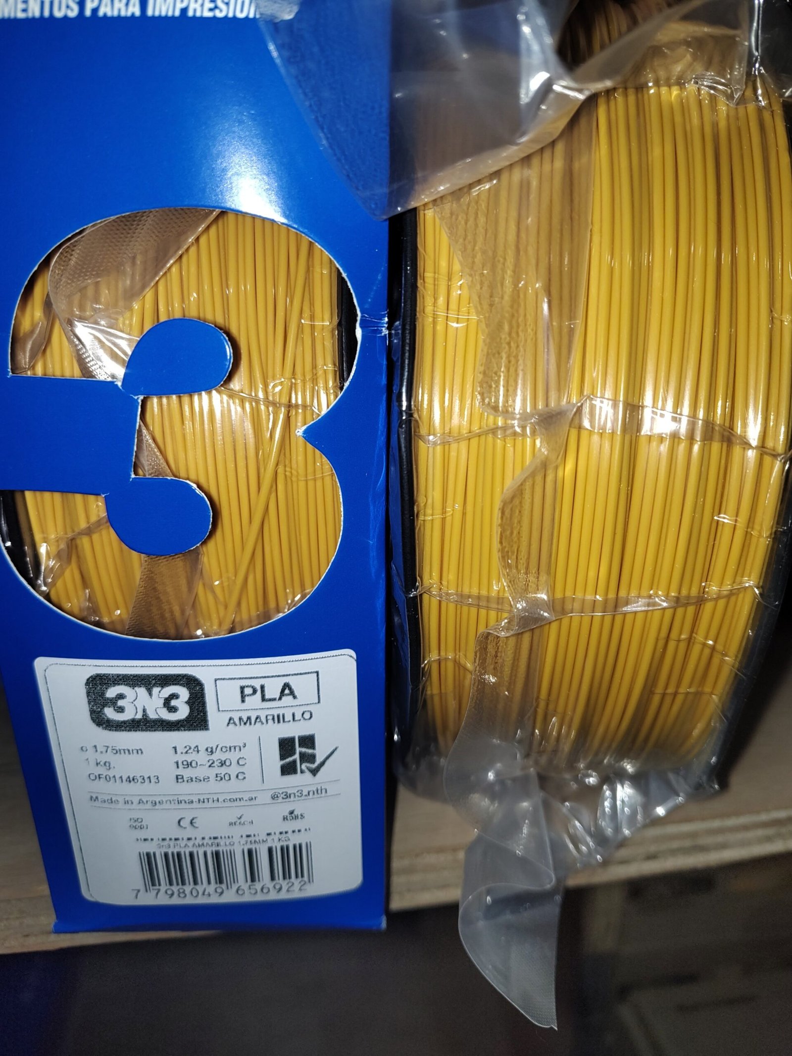 AMARILLO PLA 3N3 FILAMENTO 3D 1.75MM 1KG 3N3PLAKILO